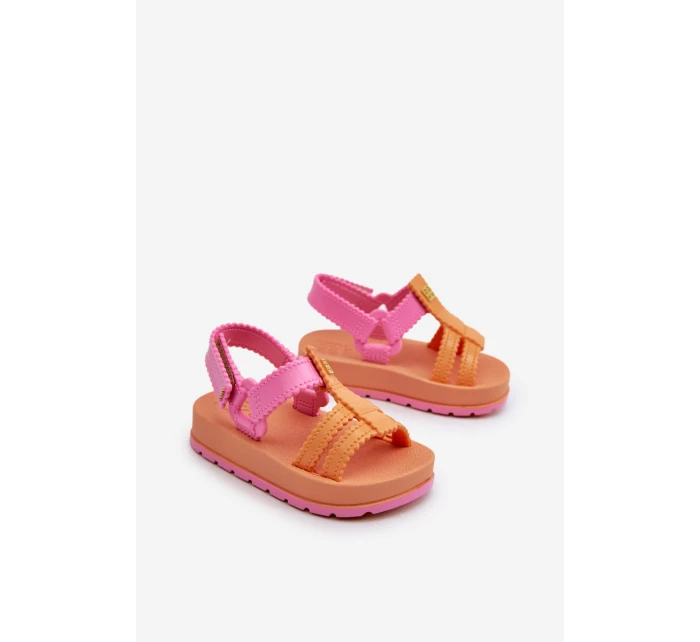 Dětské sandálky na suchý zip  Oranžové model 21662007 - Zaxy