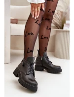 Zazoo 60483 Dámské Kožené Boty S Nízkým Zvrškem Zateplené Černé