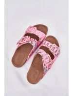 Dámské Pantofle S Přezkami A Brokátem Růžové S.Barski RB51-006 Dámské Pantofle S Přezkami A Brokátem Růžové S.Barski RB51-006