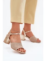 Dámské Sandály Na Podpatku Zlaté model 21702391 - Boto Dámské Sandály Na Podpatku Zlaté model 21702391 - Boto