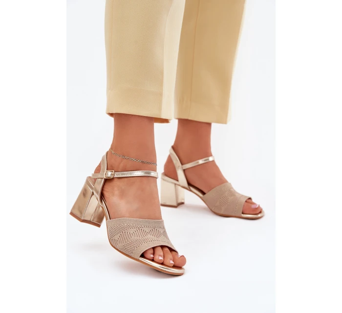 Dámské Sandály Na Podpatku Zlaté model 21702391 - Boto Dámské Sandály Na Podpatku Zlaté model 21702391 - Boto