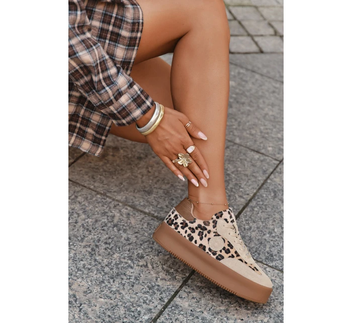 Dámské tenisky na platformě pantera Big Star SS274763 béžové Dámské tenisky na platformě pantera Big Star SS274763 béžové