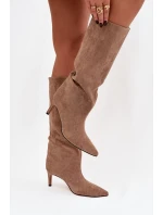 Dámské kozačky na vyhřívané na Béžové olivové model 21757553 - Boto