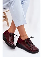 Kožené dámské polobotky na platformě model 22100874 bordó - VINCEZA