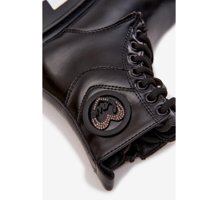 Dívčí zateplené botky s ozdobou LOVE – černé Rosaira Dívčí zateplené botky s ozdobou LOVE – černé Rosaira