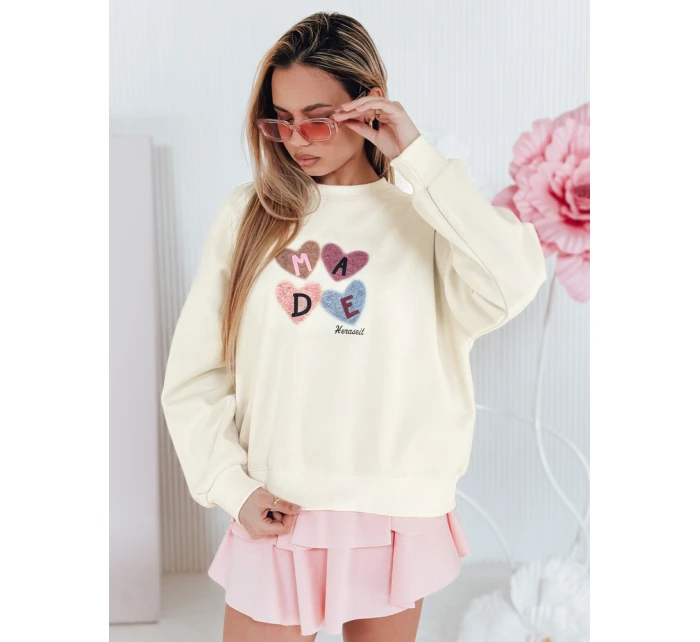 Dámská nadměrná mikina se srdíčky MADELIN béžová FashionStreet BY1461