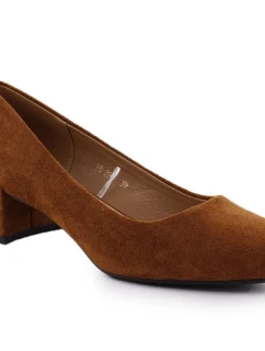 Velbloudí semišové lodičky na klínku Sergio Leone PB291