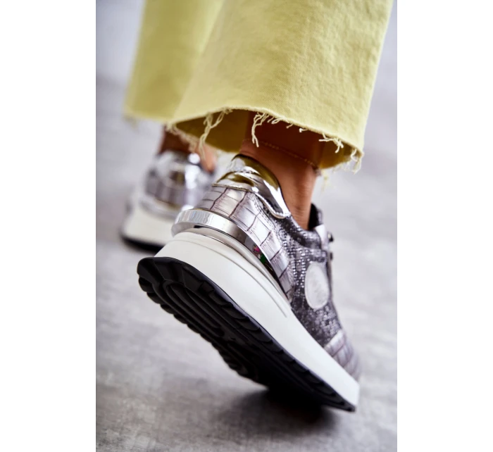 Dámská sportovní obuv na klínku GOE KK2N4083 stříbrne Dámská sportovní obuv na klínku GOE KK2N4083 stříbrne