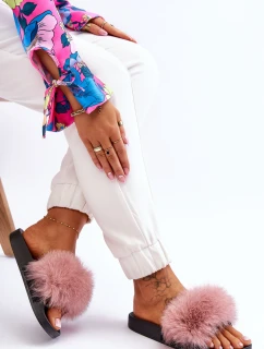 Dámské gumové pantofle s kožešinou Růžove model 21612934 - Boto