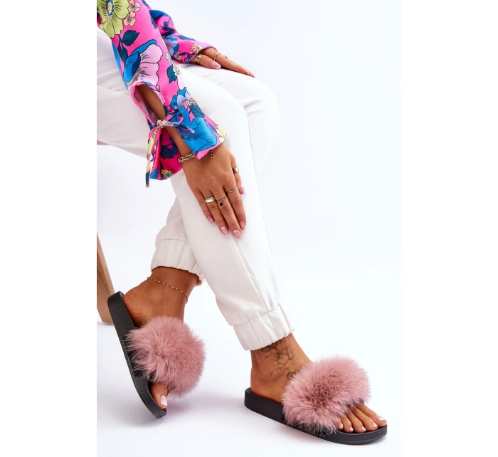 Dámské gumové pantofle s kožešinou Růžove Lucrece Dámské gumové pantofle s kožešinou Růžove Lucrece