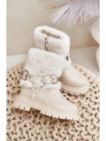 Eko Kožené Boty Pro S Kožíškem A Přezkami Béžové model 21678938 - Boto Eko Kožené Boty Pro S Kožíškem A Přezkami Béžové model 21678938 - Boto