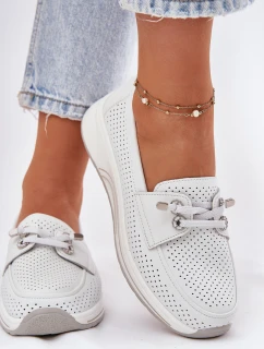 Kožené Polobotky Z Přírodní Kůže Na Platformě model 21693246 Bílé - Artiker