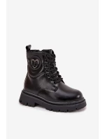 Dívčí členkové boty s teplou podšívkou s ozdobou LOVE Černé Rosaira