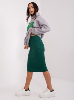 Tmavě zelená pruhovaná pletená sukně