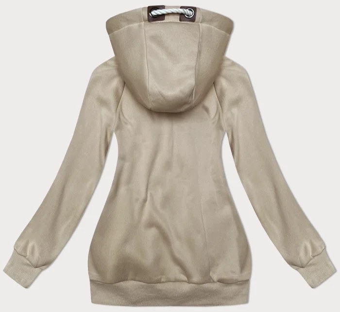 Béžová hladká dámská rozepínací mikina model 19656364 - 6&8 Fashion Béžová hladká dámská rozepínací mikina model 19656364 - 6&8 Fashion