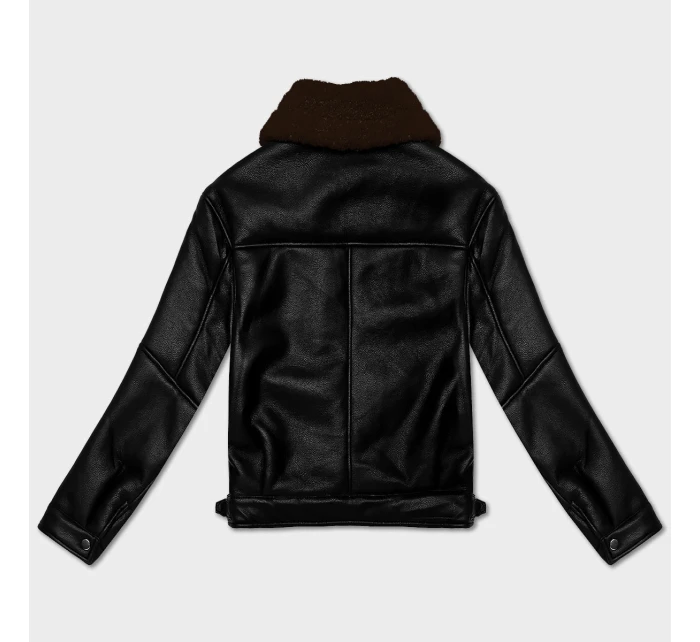 dámská kožená bunda s kožešinovou podšívkou pro přechodné období model 21479139 - J.STYLE