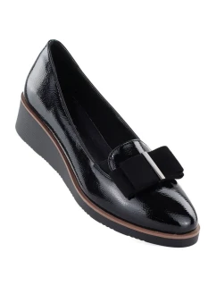 Dámské vysoké lakované polobotky černé model 22015121 - VINCEZA