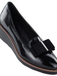 Dámské vysoké lakované polobotky černé model 22015121 - VINCEZA