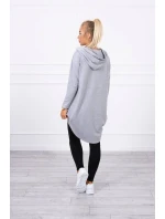 Mikina s kapucí s dlouhými zády šedá