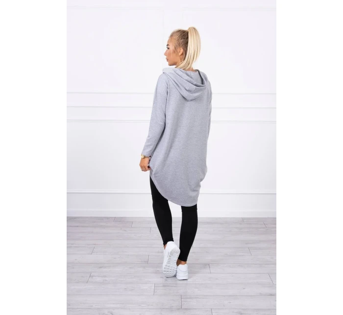 Mikina s kapucí s dlouhými zády šedá