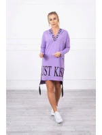 Šaty s kapucí a potiskem fialové Šaty s kapucí a potiskem fialové