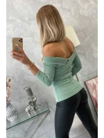 Halenka s výstřihem do V tmavě mátová Halenka s výstřihem do V tmavě mátová