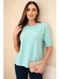 Dámský svetr z viskózy s krátkým rukávem mátový