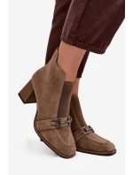 Dámské kotníkové boty z přírodního semiše na podpatek Artiker 57C0221 béžové