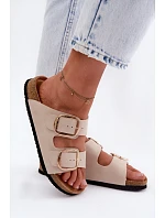 Dámské pantofle s podrážkou a přezkami  Béžové model 22123002 - Lee Cooper