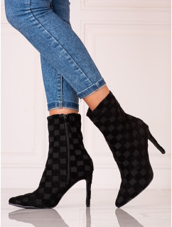 Exkluzívní dámské  kotníčkové boty černé na jehlovém podpatku