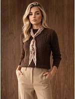 Sweter damski z apaszką czekoladowy FashionStreet MY2670 Sweter damski z apaszką czekoladowy FashionStreet MY2670