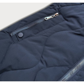 Tmavě modrá krátká zimní bunda s ozdobným prošíváním (16M9056-215)
