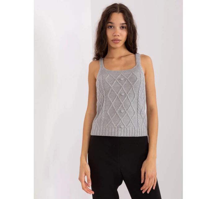 Šedý dámský dvoudílný komplet - top a svetr (8019)