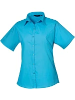 PR 302 Popelínová halenka s krátkým rukávem model 22482893 turquoise - Premier PR 302 Popelínová halenka s krátkým rukávem model 22482893 turquoise - Premier