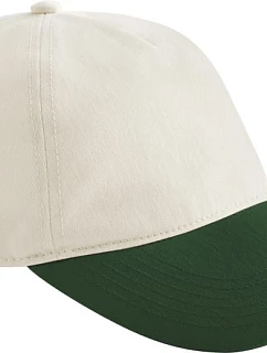 Beechfield B 67 5 panelová kontrastní kšiltovka 53.0067 natural/forest green