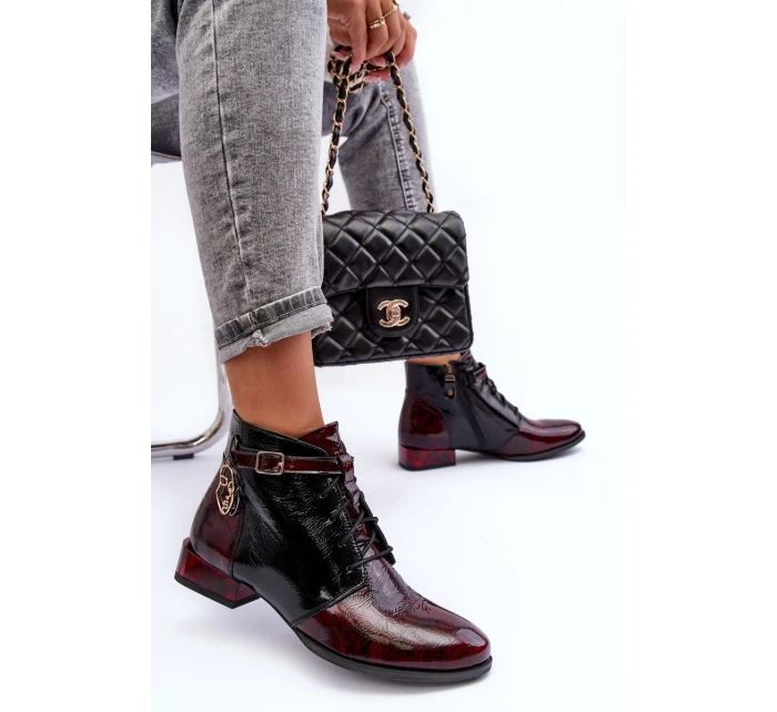 Dámské kožené boty Trzewiki Maciejka 5743A-23 Bordó