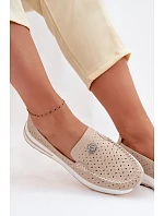Dámské vzorované mokasíny z přírodní kůže béžové model 22095036 - EVENTO Dámské vzorované mokasíny z přírodní kůže béžové model 22095036 - EVENTO
