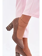 Semišové lodičky na podpatku světle hnědé model 22091824 - SERGIO LEONE Semišové lodičky na podpatku světle hnědé model 22091824 - SERGIO LEONE