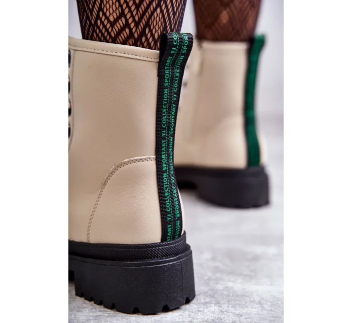 Dámské kožené boty Workers Světle béžové Denila Dámské kožené boty Workers Světle béžové Denila