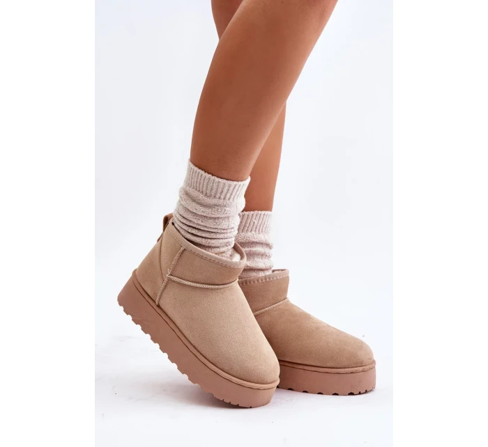 Sněhule Dámské Na Platformě Zateplené Kožíškem Béžové Xamella Sněhule Dámské Na Platformě Zateplené Kožíškem Béžové Xamella