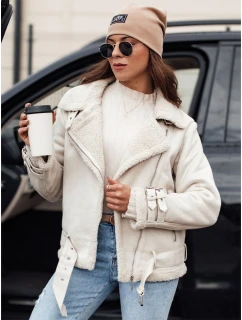 Dámská semišová bunda LEVERINO s ovčí kůží bílá FashionStreet TY4732