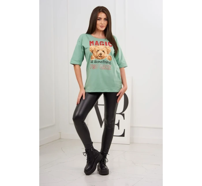 Kouzelná tmavě mátová halenka s potiskem