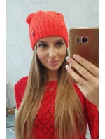 Dámská čepice s bambulí Judyta K347 oranžová Dámská čepice s bambulí Judyta K347 oranžová