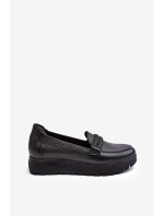 Kožené polobotky s se zdobením černé Lemar model 21635991 - Boto