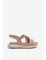 Lehké Dámské Pohodlné Sandály Na Suchý Zip Beige model 21661191 - EVENTO Lehké Dámské Pohodlné Sandály Na Suchý Zip Beige model 21661191 - EVENTO