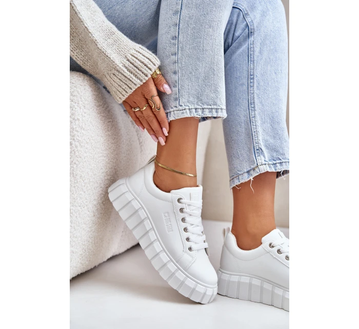 Zateplené Dámské Sneakersy Big Star MM274616 Bílé Zateplené Dámské Sneakersy Big Star MM274616 Bílé