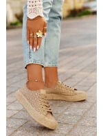 Vzorované dámské tenisky na platformě s pleteninou Lee Cooper LCW-25-08-3646L Khaki