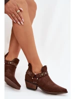 Dámské kotníkové boty s výřezy a pásky model 21919552 - Boto