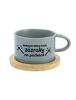 NEMOŽNÉ DĚLÁM HNED, ZÁZRAKY NA POČKÁNÍ - šedý hrníček makronka 200 ml