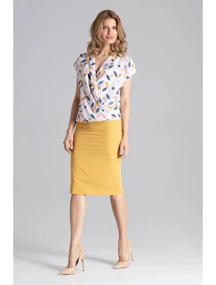Dámská klasická sukně model 18459058 hořčicová - Figl Dámská klasická sukně model 18459058 hořčicová - Figl